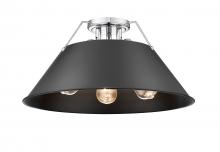  3306-3FM CH-BLK - Orwell CH 3 Light Flush Mount in Chrome with Matte Black shade